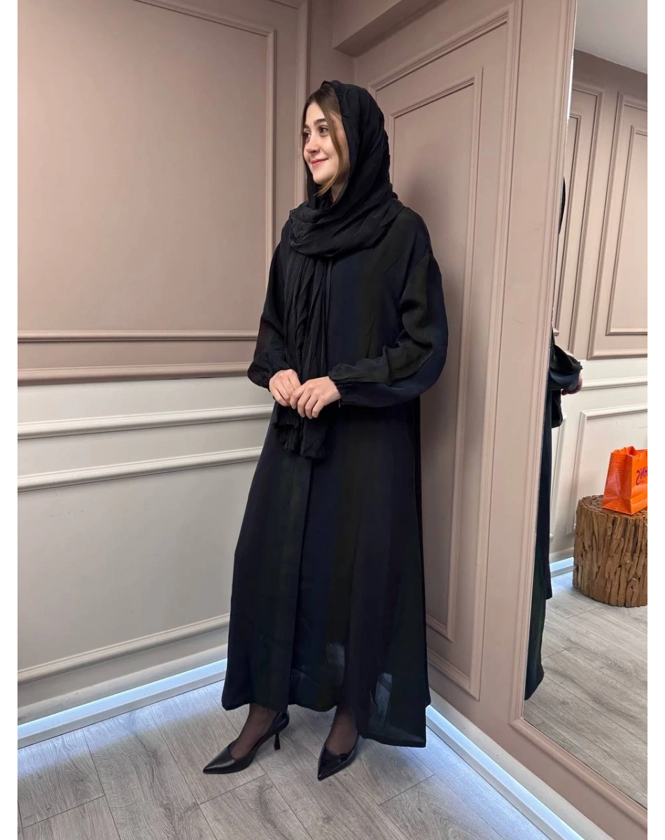 Misswhence 37514 Siyah Desenli Şal Detaylı Kap