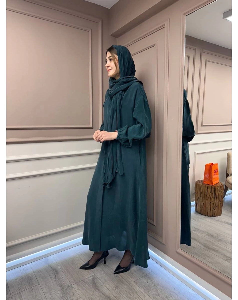 Misswhence 37514 Yeşil Şal Detaylı Kap