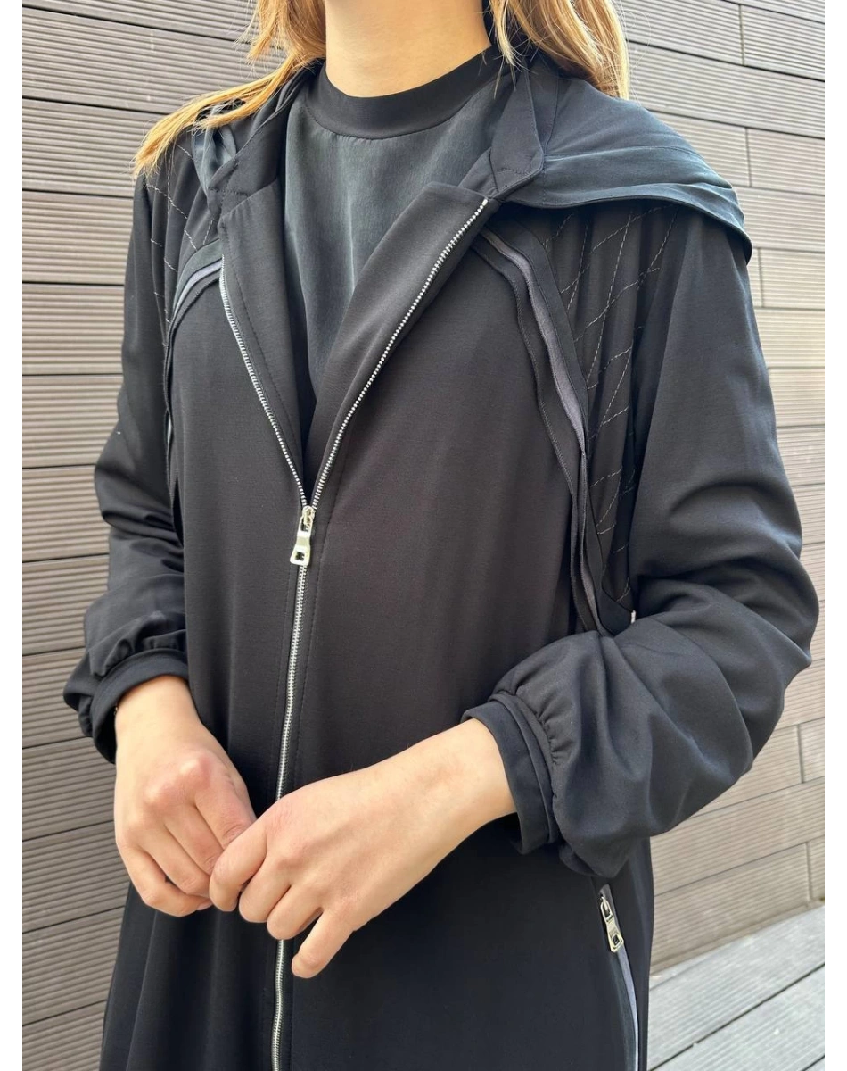 Misswhence 37525 Siyah Omuz Detaylı Penye Kap