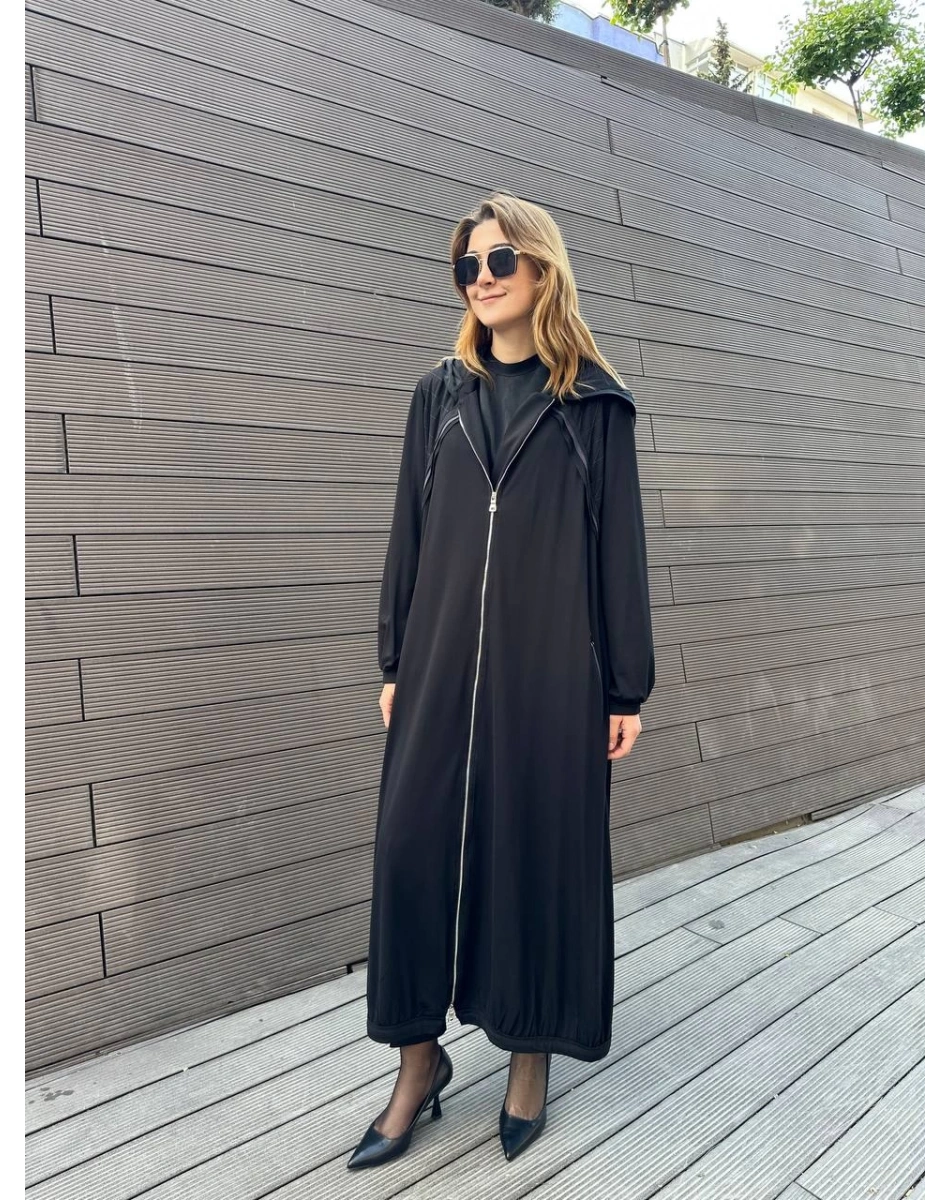 Misswhence 37525 Siyah Omuz Detaylı Penye Kap