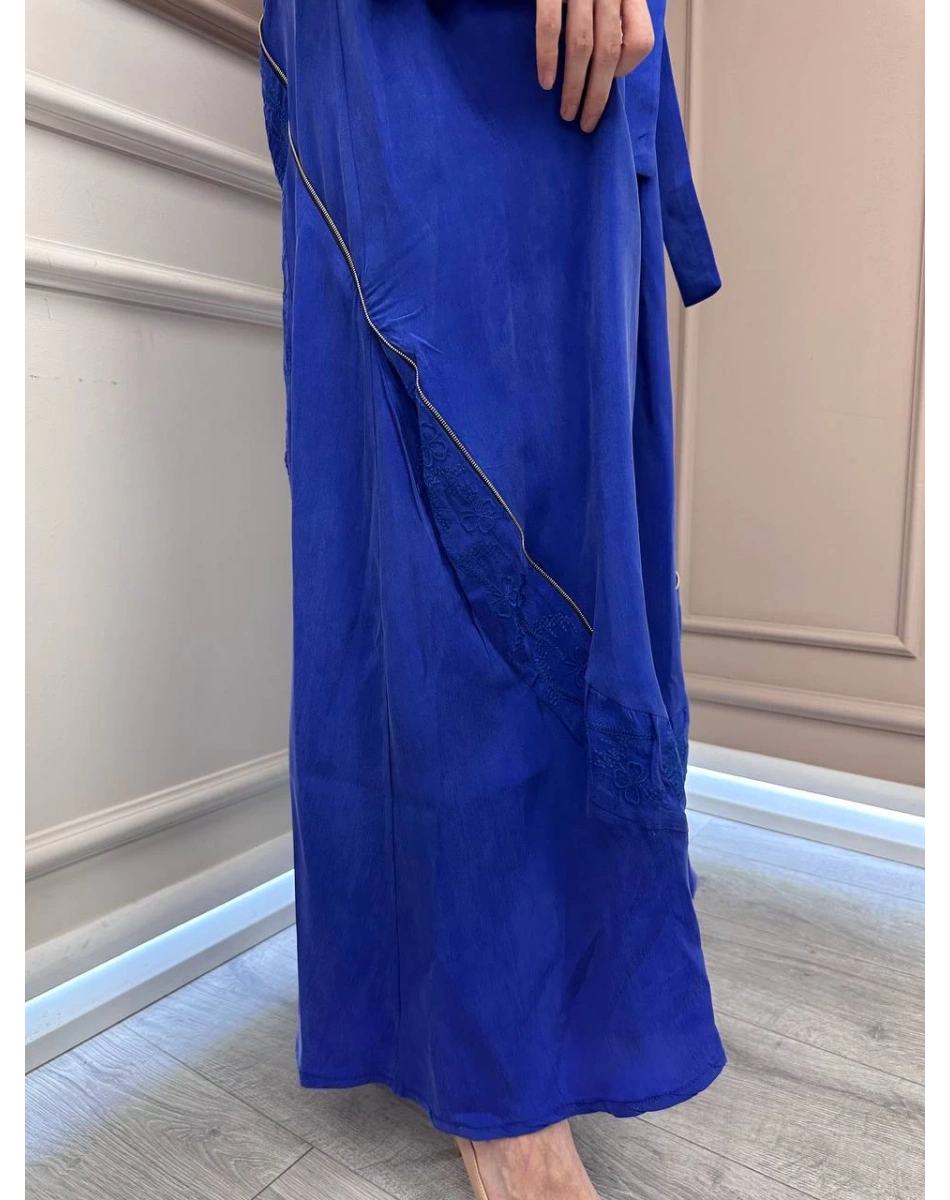 Misswhence 37800 Saks Fermuarlı İşlemeli Elbise