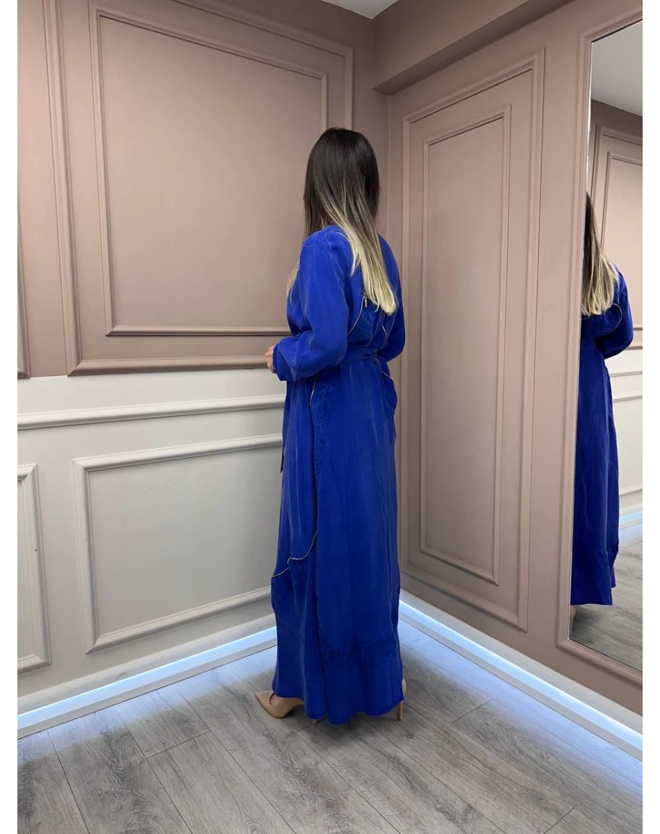 Misswhence 37800 Saks Fermuarlı İşlemeli Elbise