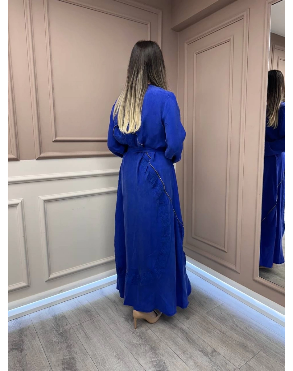 Misswhence 37800 Saks Fermuarlı İşlemeli Elbise