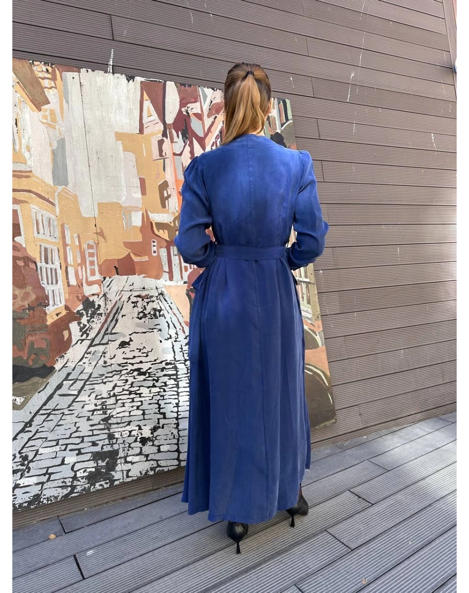 Misswhence 37805 İndigo Düğme Detaylı Elbise