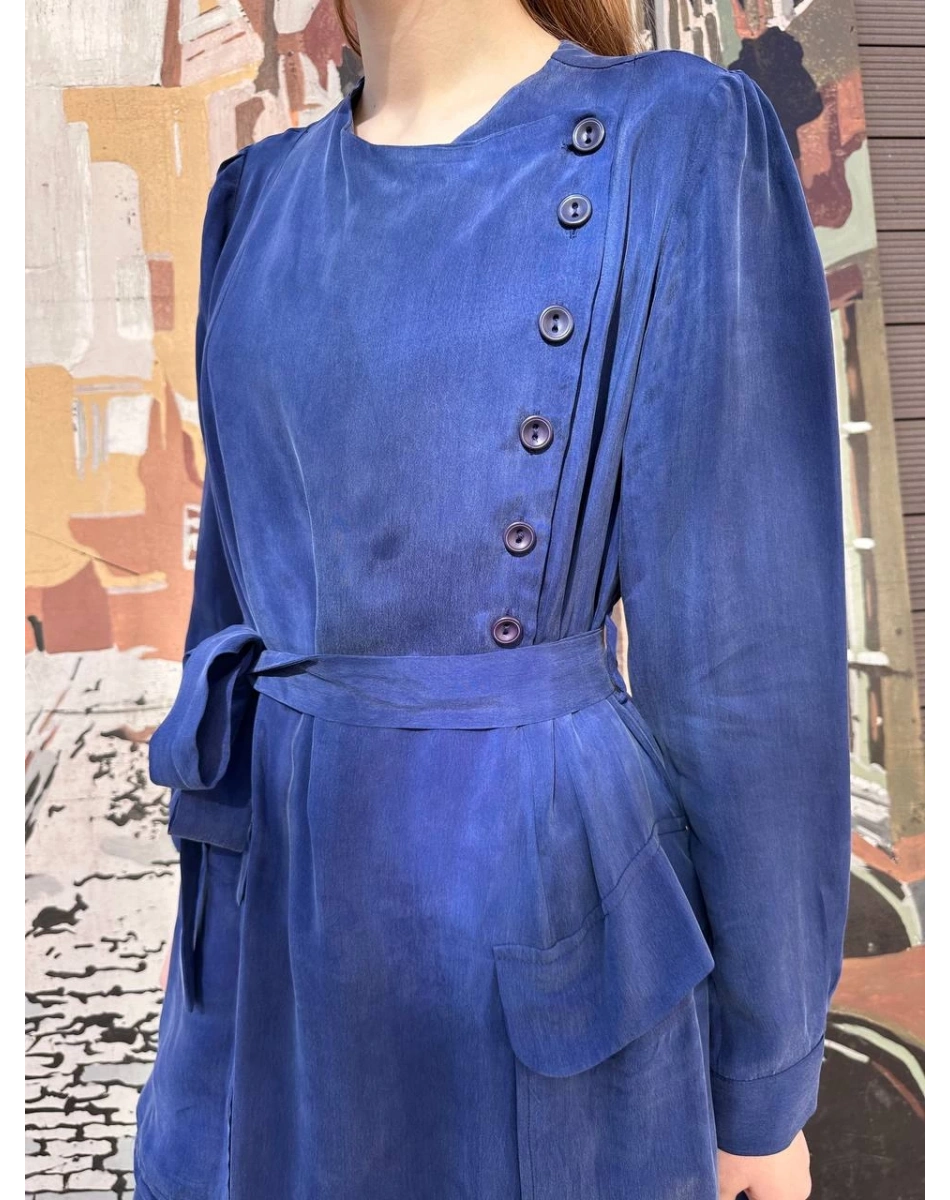 Misswhence 37805 İndigo Düğme Detaylı Elbise