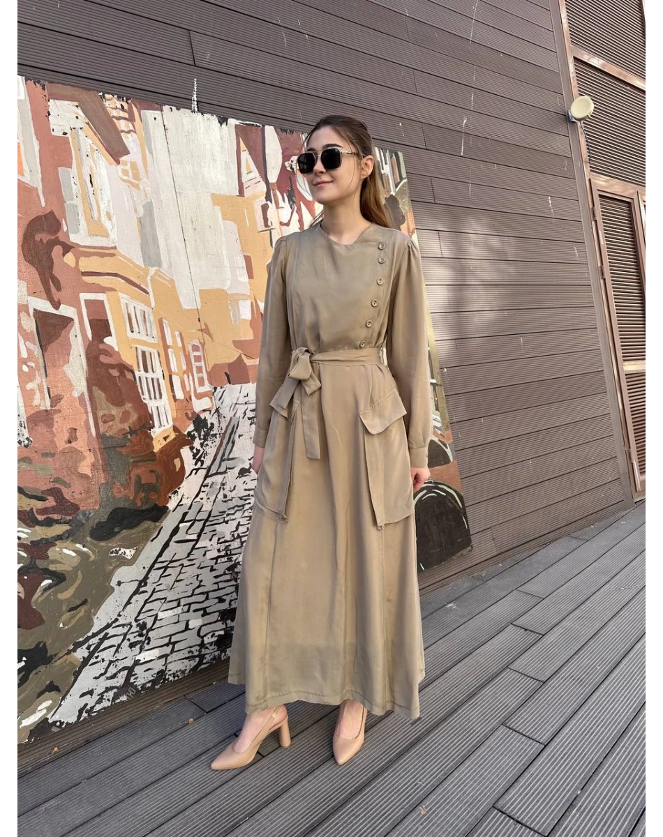 Misswhence 37805 Taş Düğme Detaylı Elbise