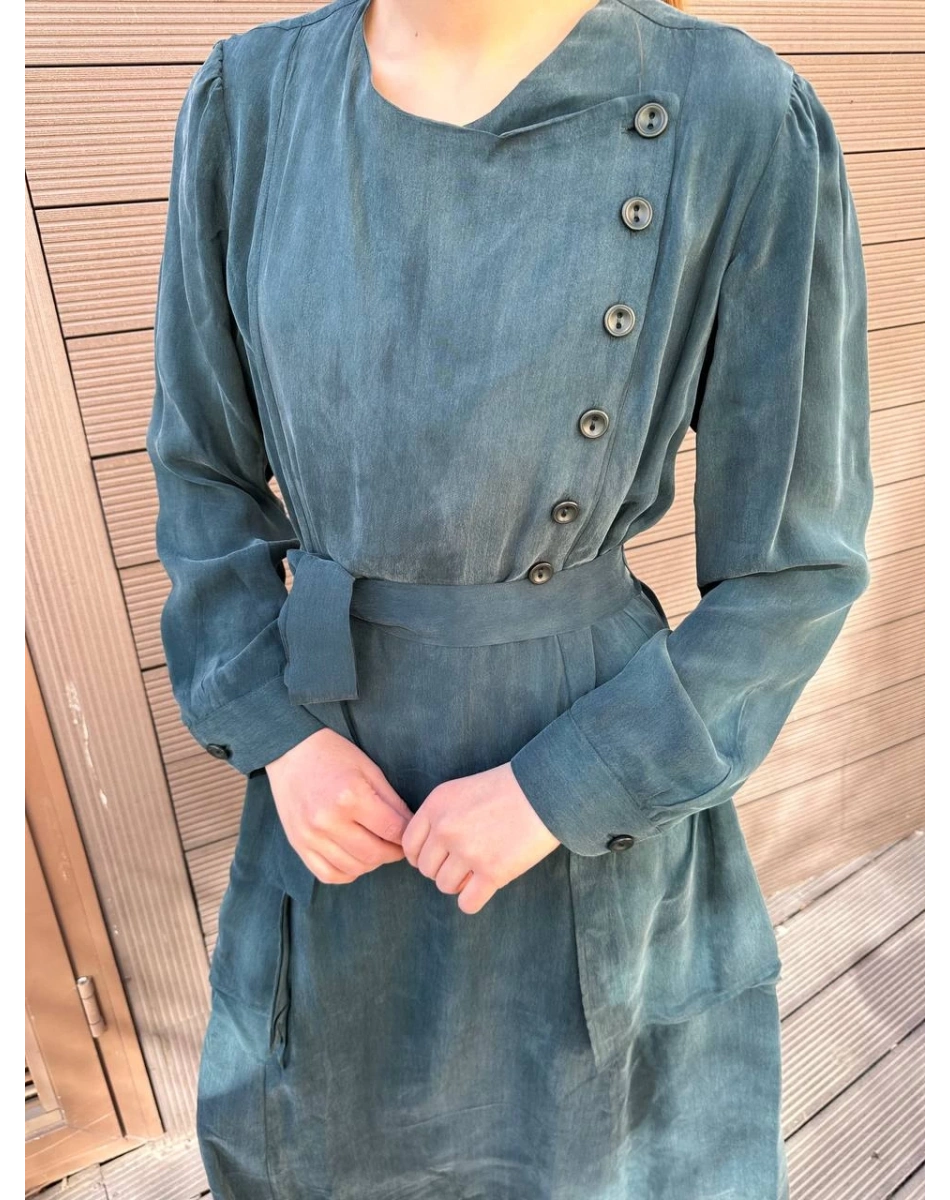 Misswhence 37805 Zümrüt Düğme Detaylı Elbise