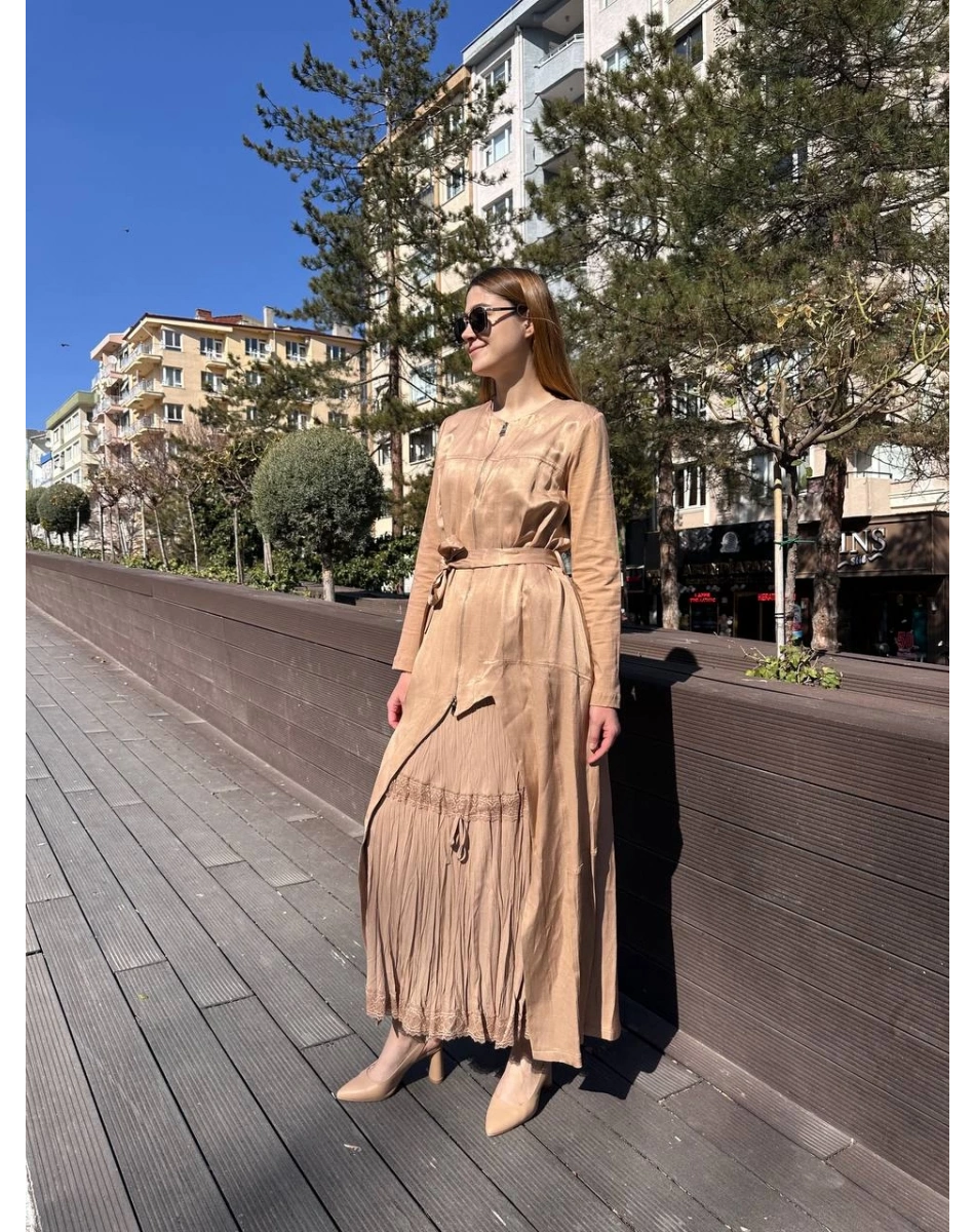 Misswhence 37806 Camel İkili Elbise