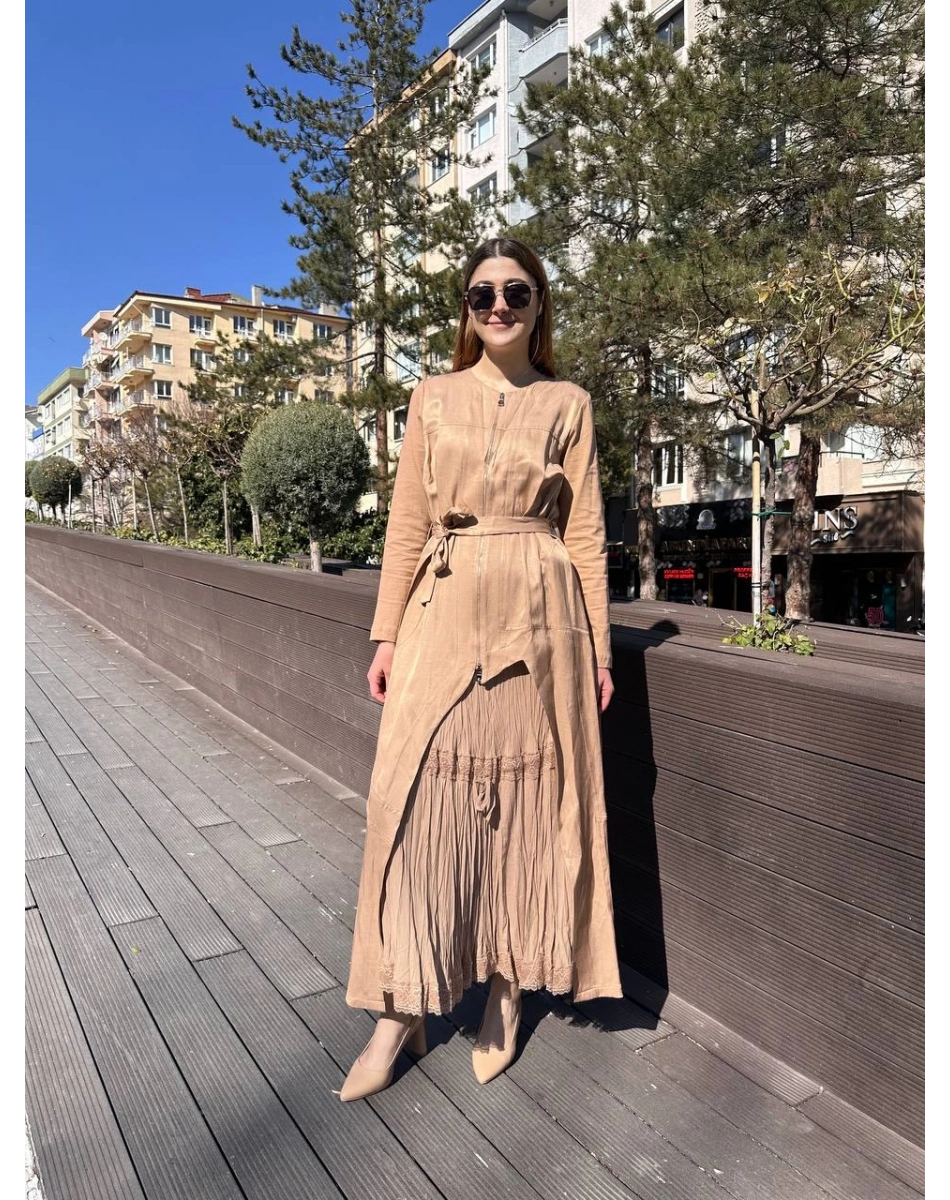 Misswhence 37806 Camel İkili Elbise