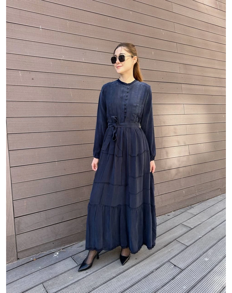 Misswhence 37809 Lacivert İpek Elbise