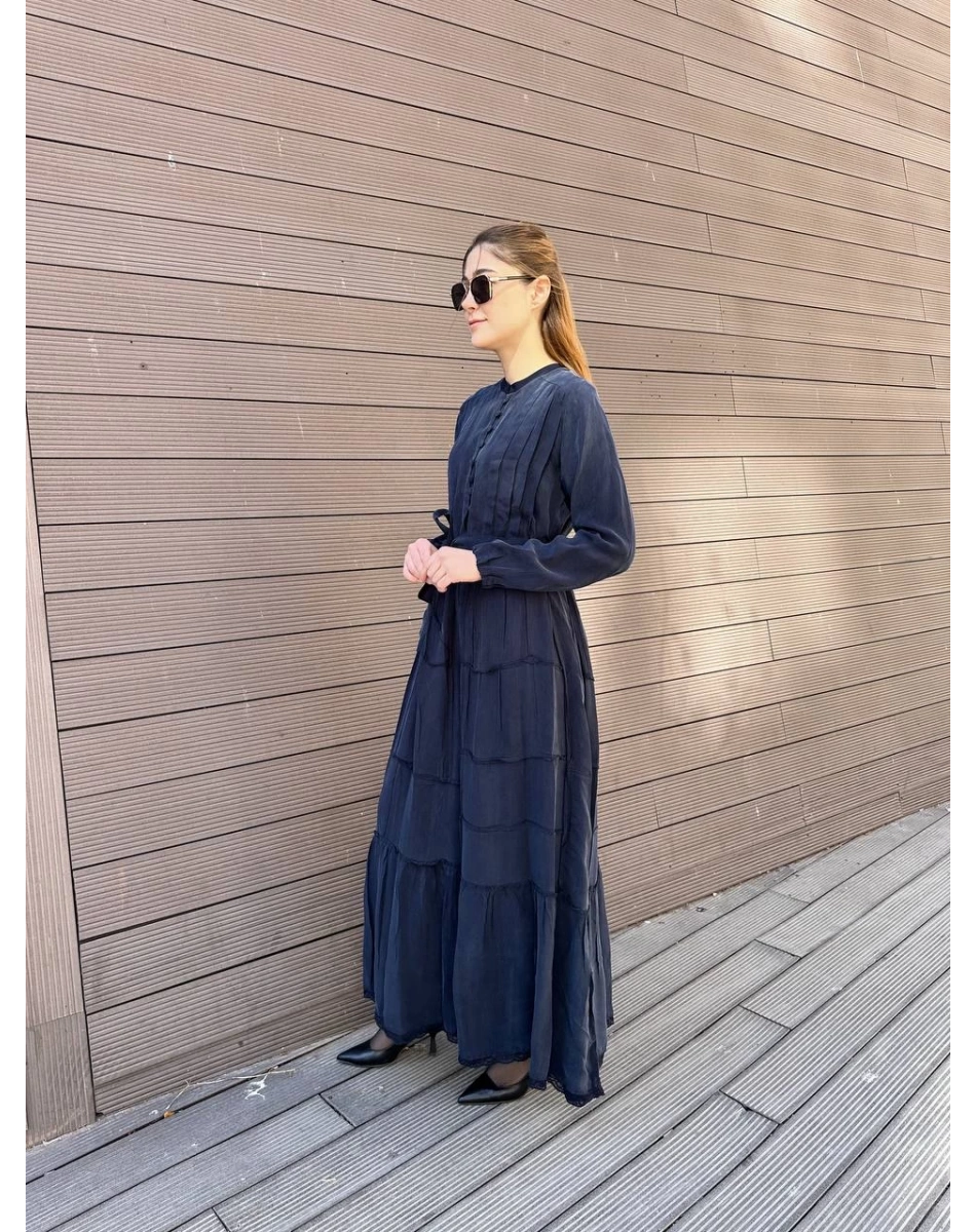 Misswhence 37809 Lacivert İpek Elbise