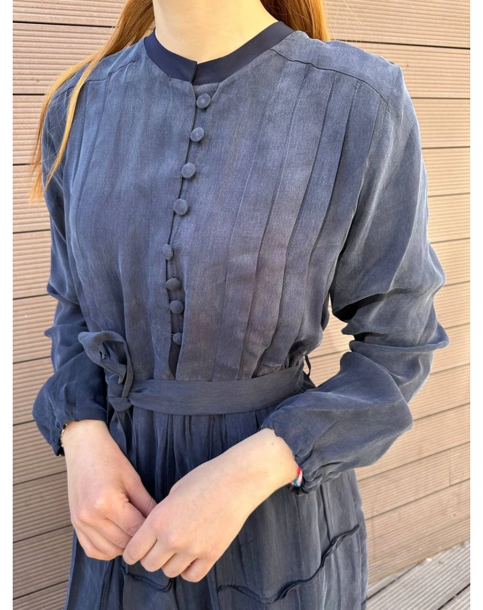 Misswhence 37809 Lacivert İpek Elbise