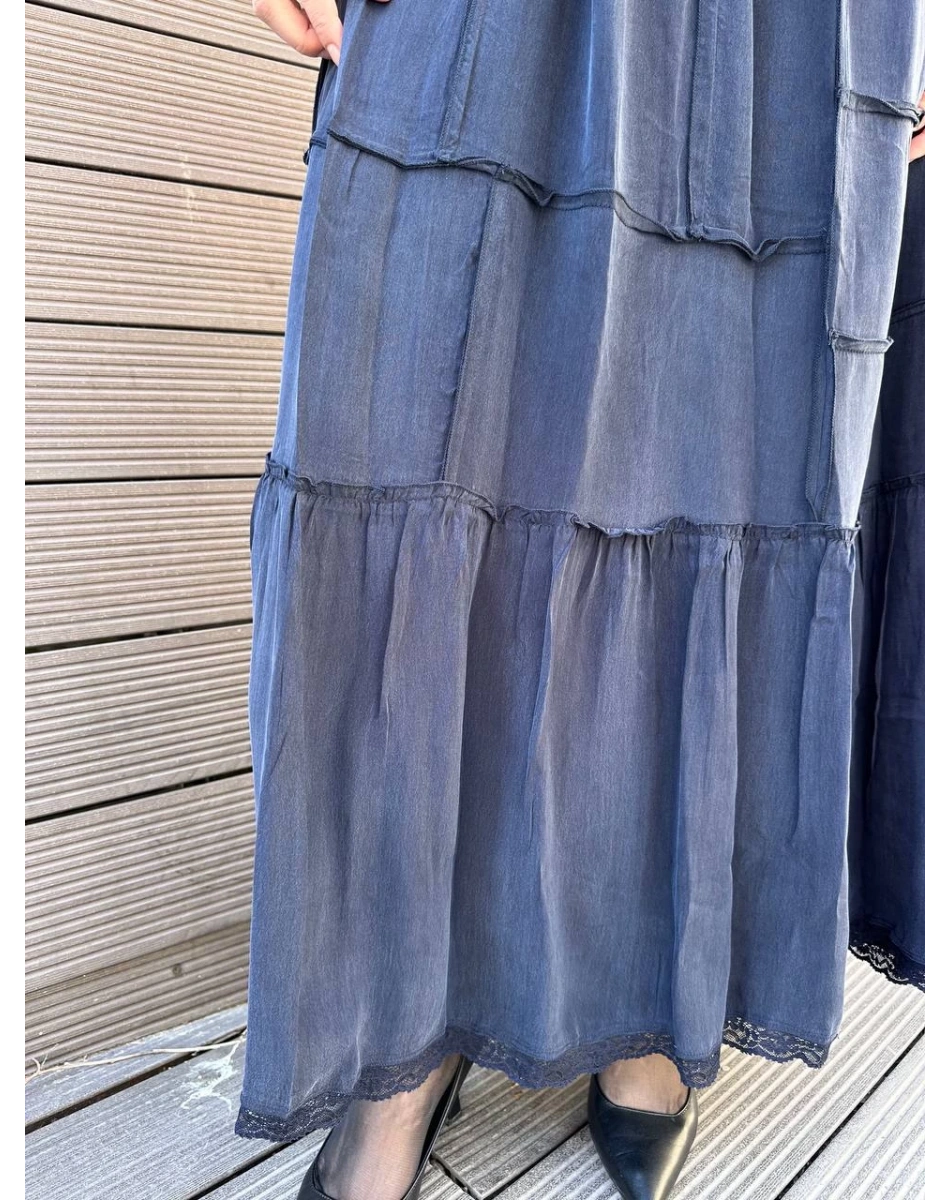 Misswhence 37809 Lacivert İpek Elbise