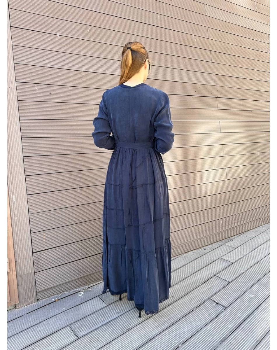 Misswhence 37809 Lacivert İpek Elbise