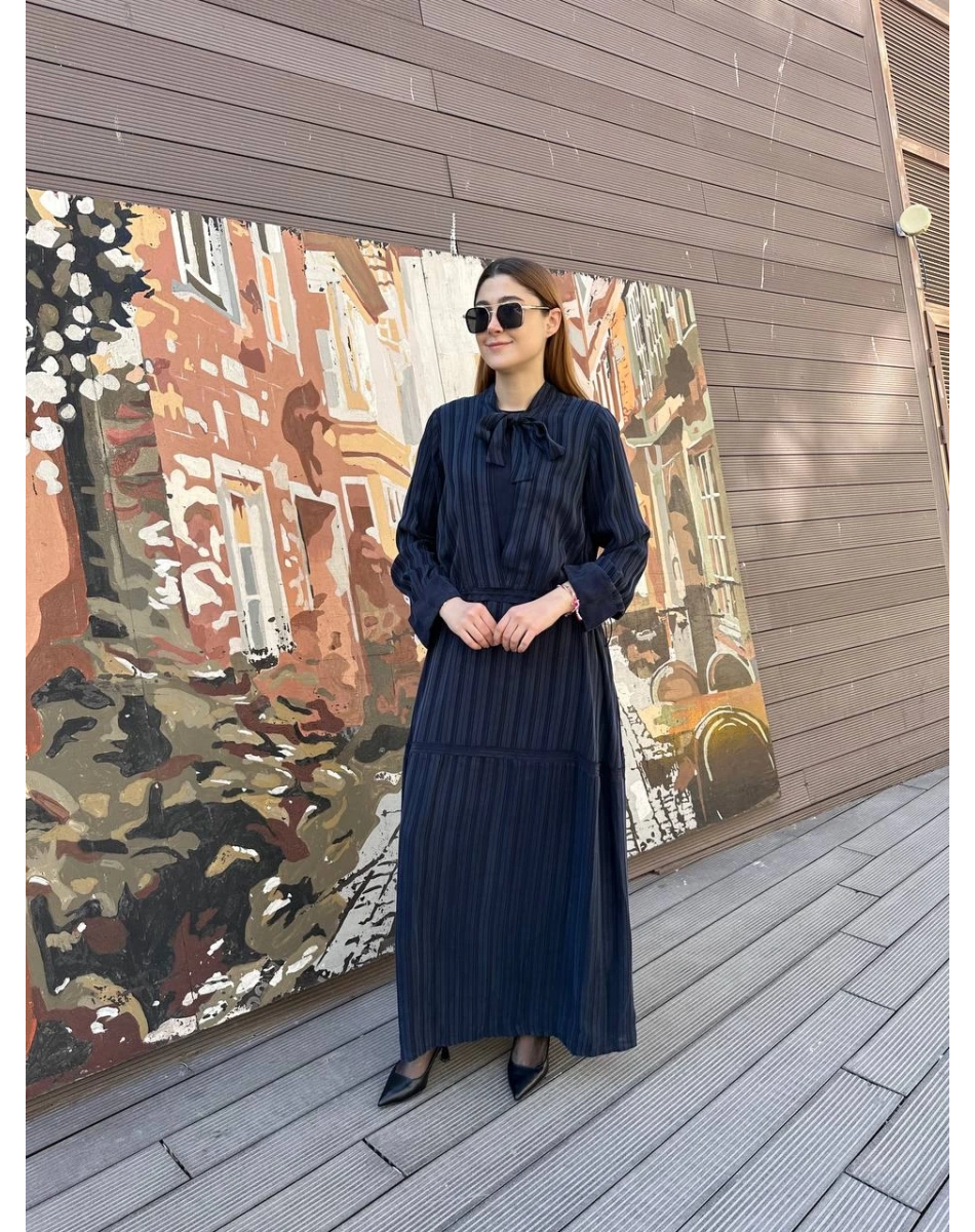 Misswhence 37810 Lacivert Bel Detaylı Elbise