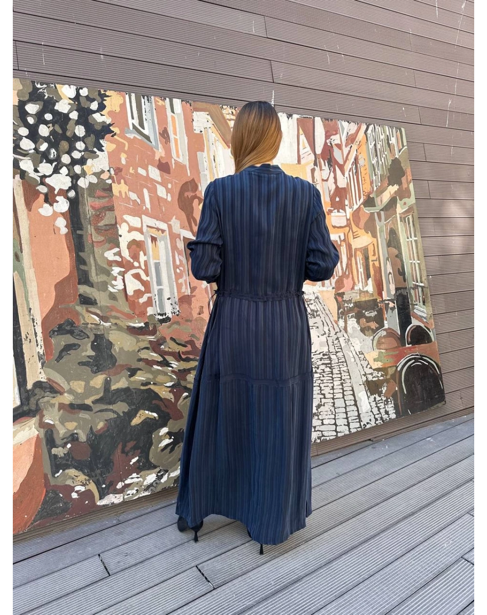 Misswhence 37810 Lacivert Bel Detaylı Elbise