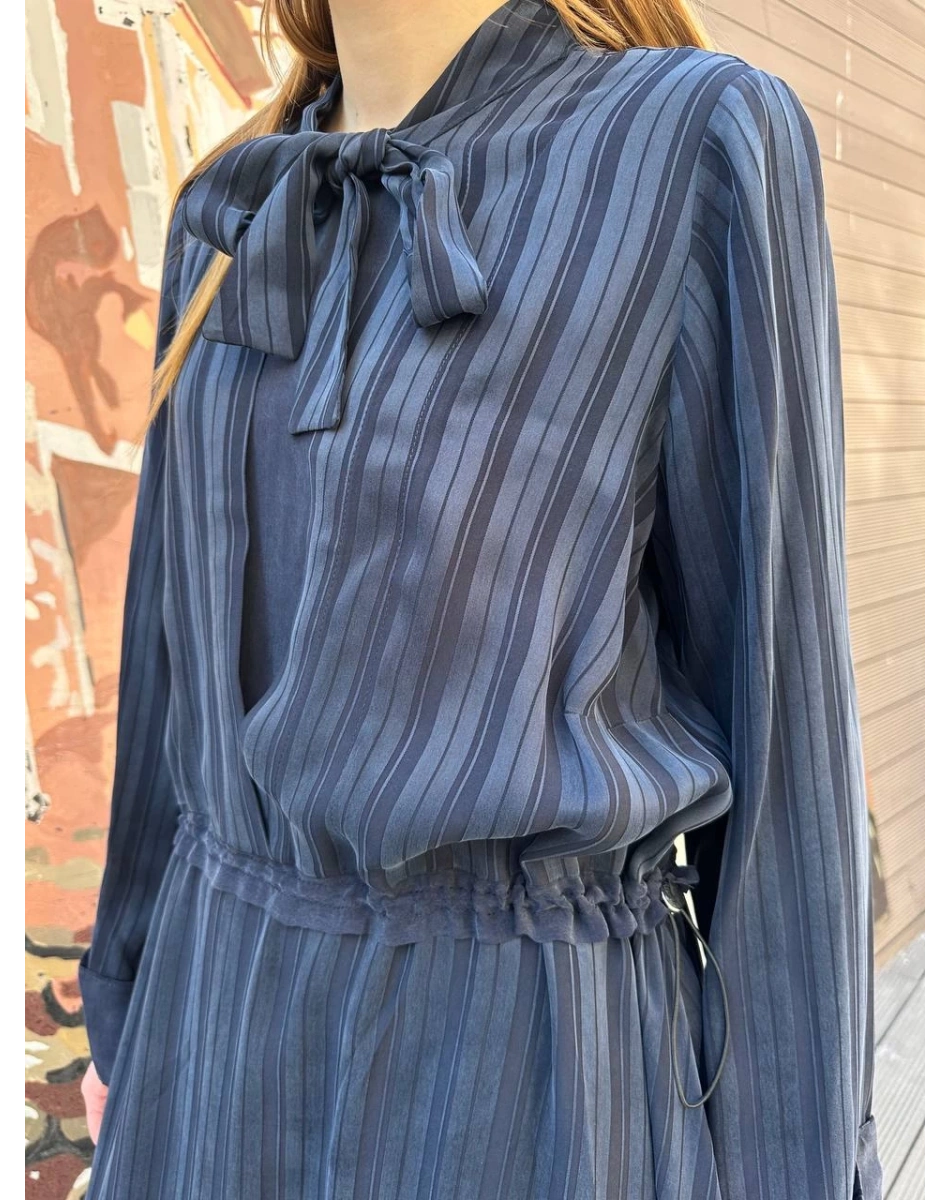 Misswhence 37810 Lacivert Bel Detaylı Elbise