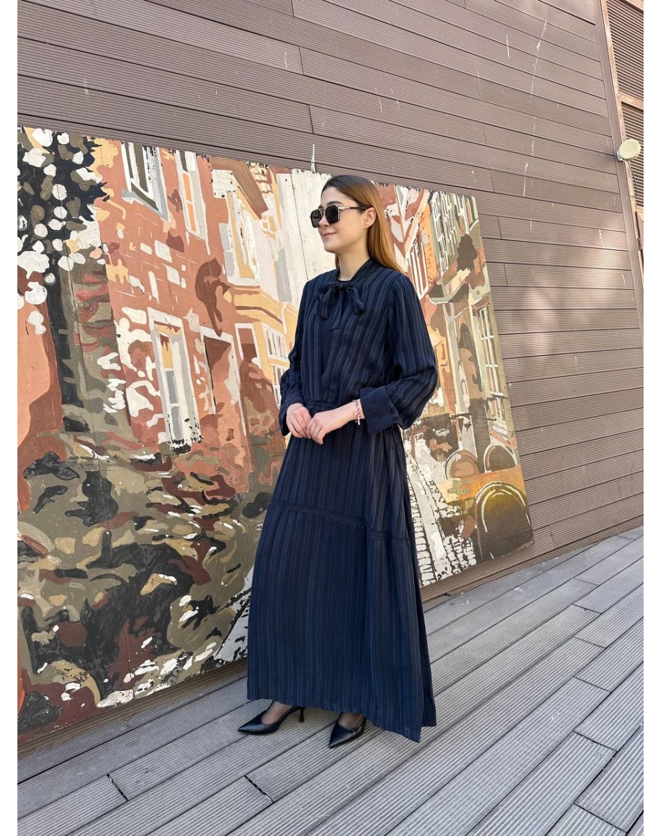 Misswhence 37810 Lacivert Bel Detaylı Elbise