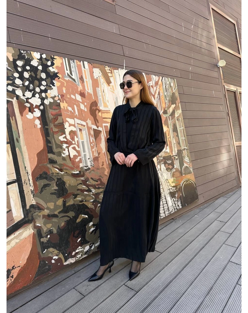 Misswhence 37810 Siyah Bel Detaylı Elbise