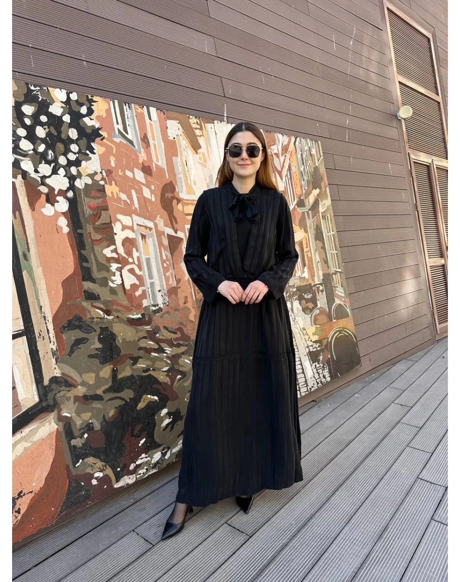 Misswhence 37810 Siyah Bel Detaylı Elbise