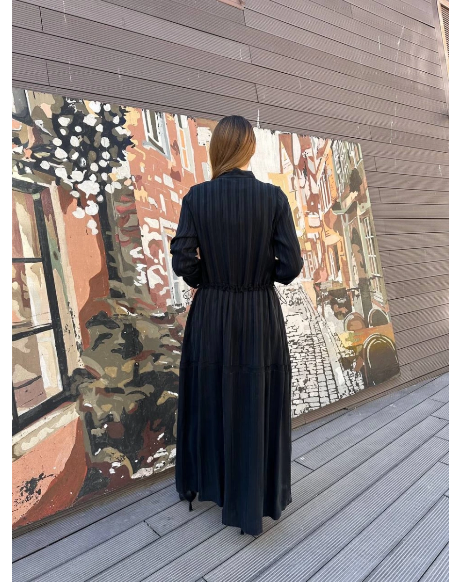 Misswhence 37810 Siyah Bel Detaylı Elbise