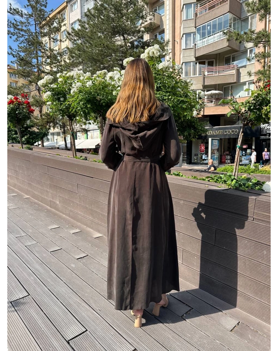 Misswhence 37811 Kahverengi İpek Elbise