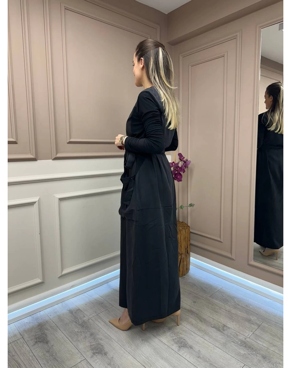 Misswhence 37814 Siyah Basic Cep Detaylı Elbise