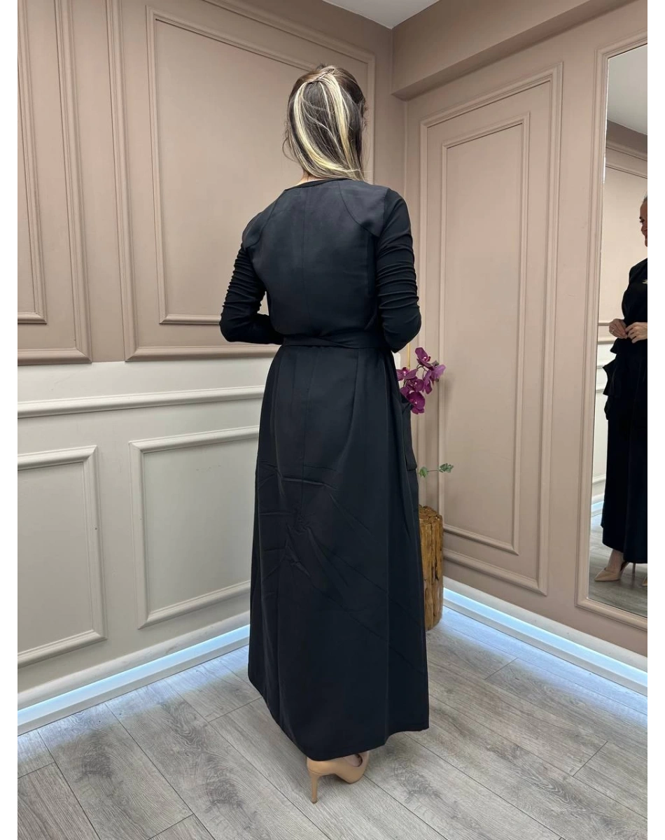 Misswhence 37814 Siyah Basic Cep Detaylı Elbise