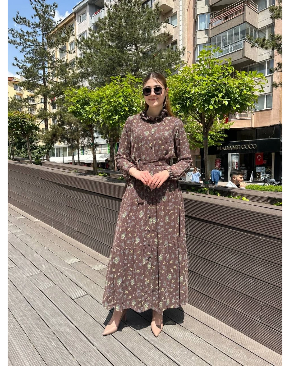 Misswhence 37815 Vizon İkili Şifon Elbise