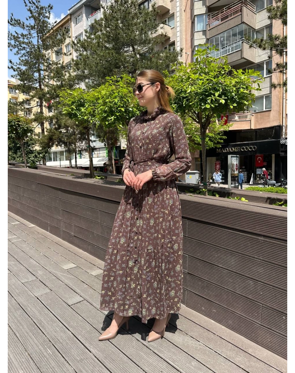 Misswhence 37815 Vizon İkili Şifon Elbise