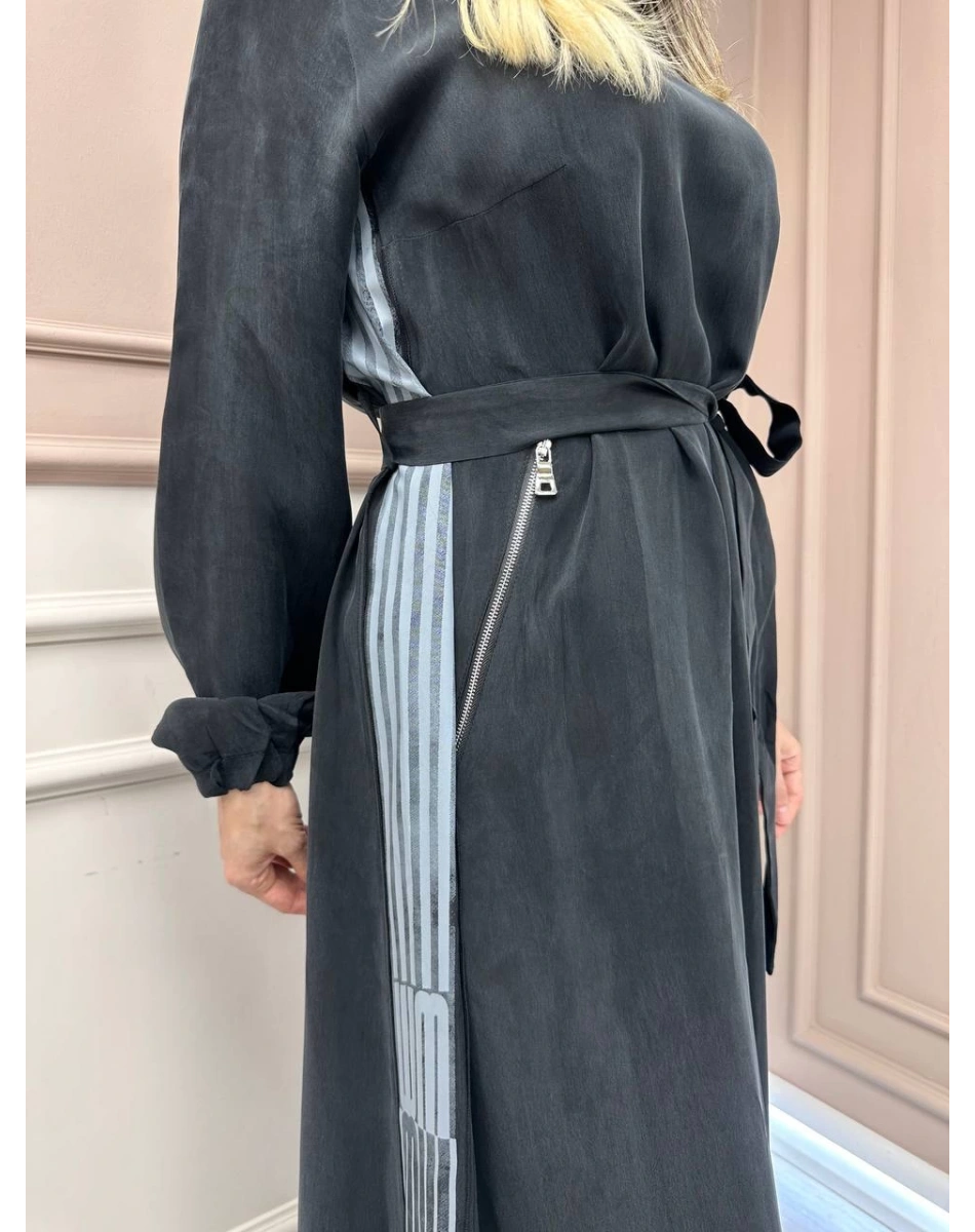 Misswhence 37829 Siyah Yanı Detaylı İpek Elbise