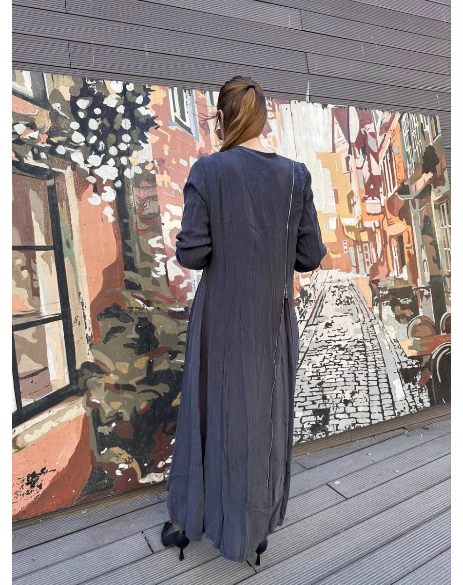 Misswhence 37830 Gri Fermuarlı Elbise