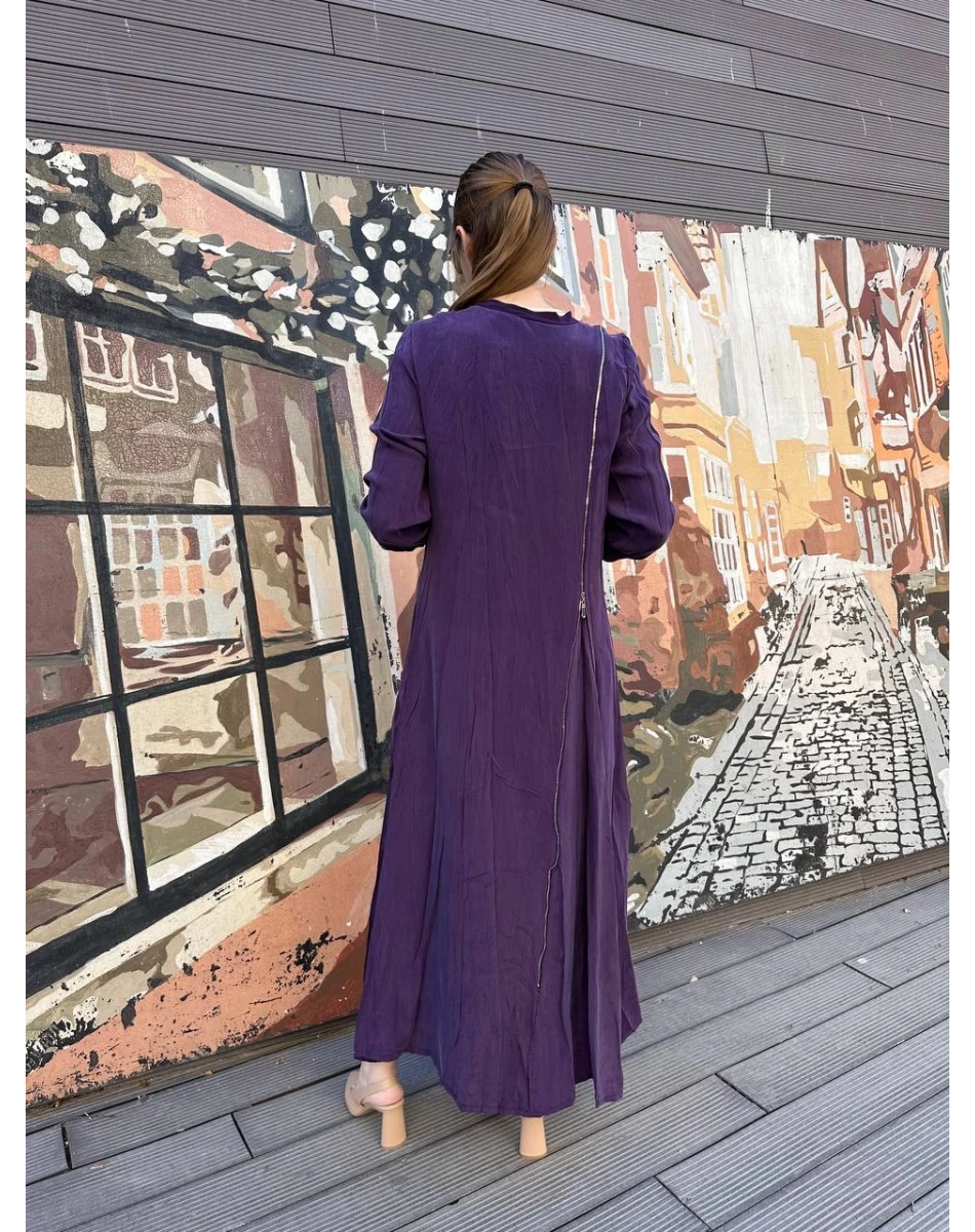 Misswhence 37830 Mor Fermuarlı Elbise