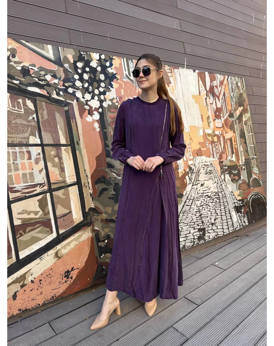 Misswhence 37830 Mor Fermuarlı Elbise