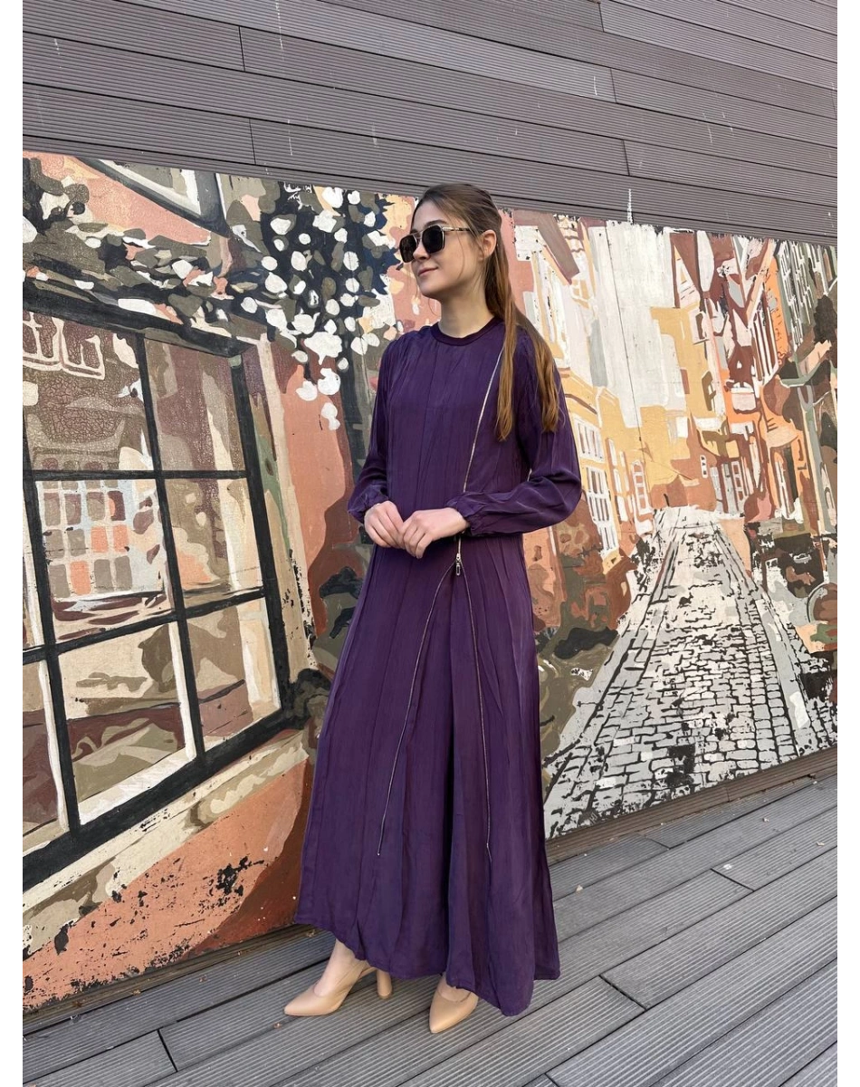 Misswhence 37830 Mor Fermuarlı Elbise