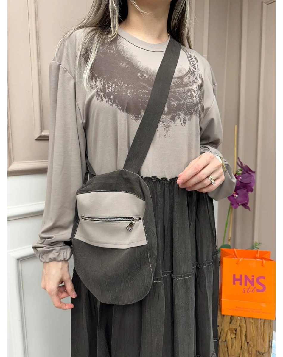 Misswhence 37834 Kahverengi Baskı Detaylı Elbise