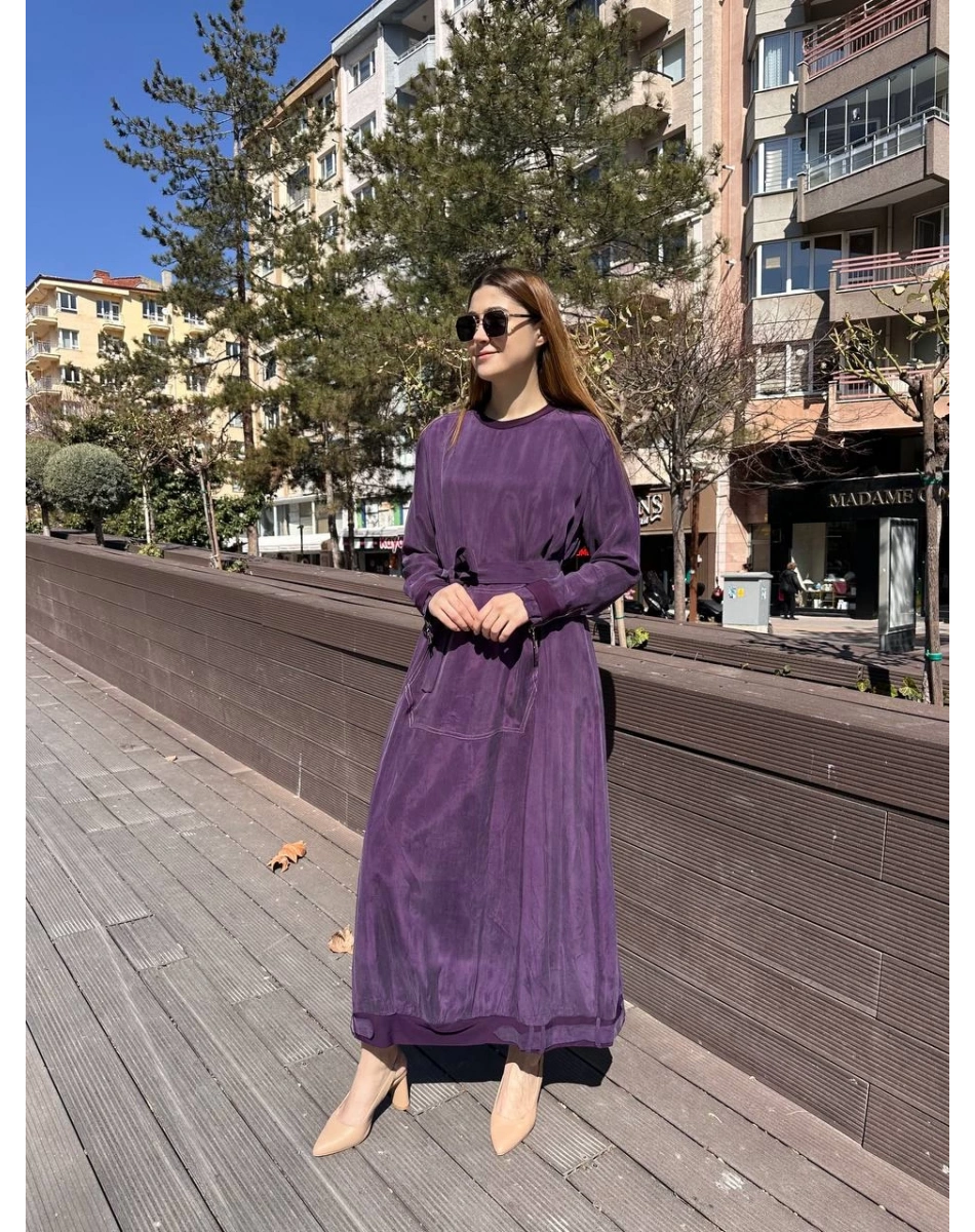 Misswhence 37838 Mürdüm Etek Ucu Detaylı Elbise