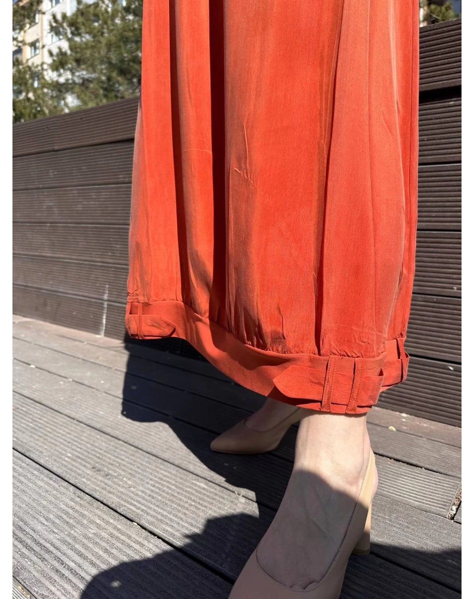 Misswhence 37838 Turuncu Etek Ucu Detaylı Elbise