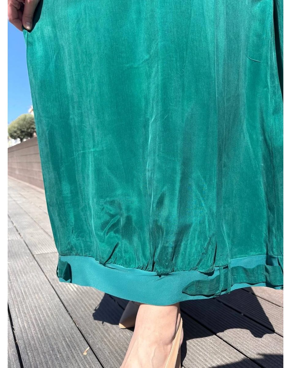 Misswhence 37838 Yeşil Etek Ucu Detaylı Elbise