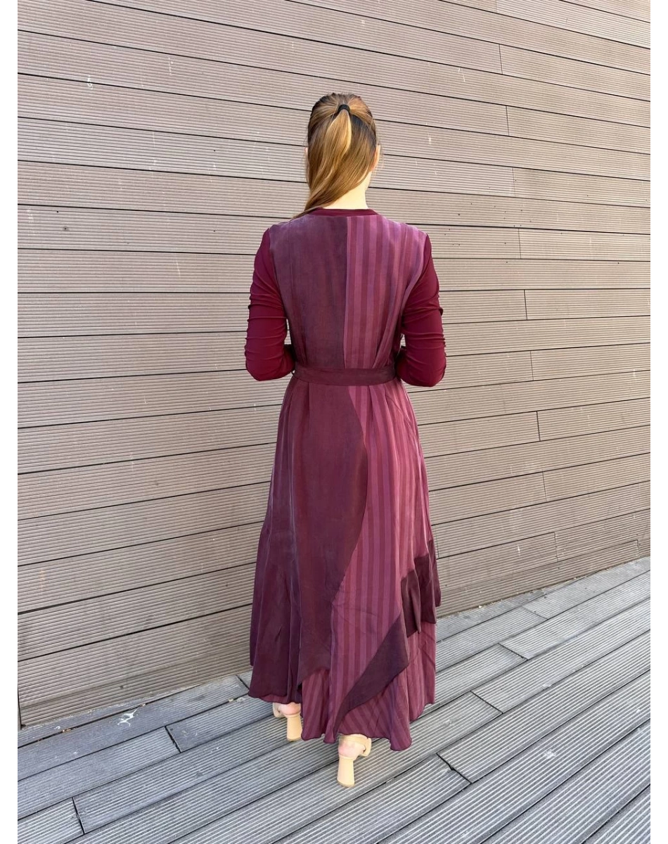 Misswhence 37839 Bordo İpek Elbise