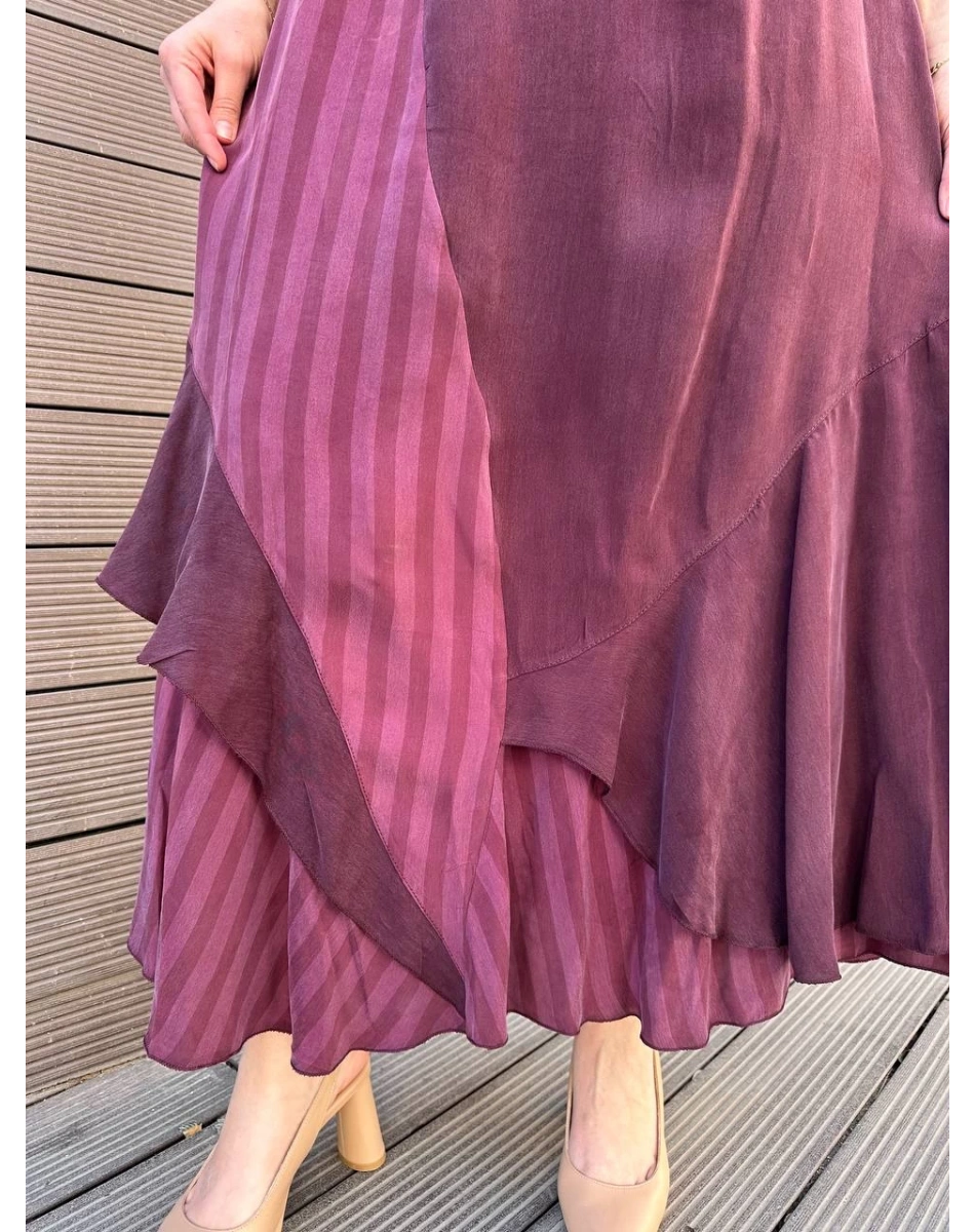 Misswhence 37839 Bordo İpek Elbise