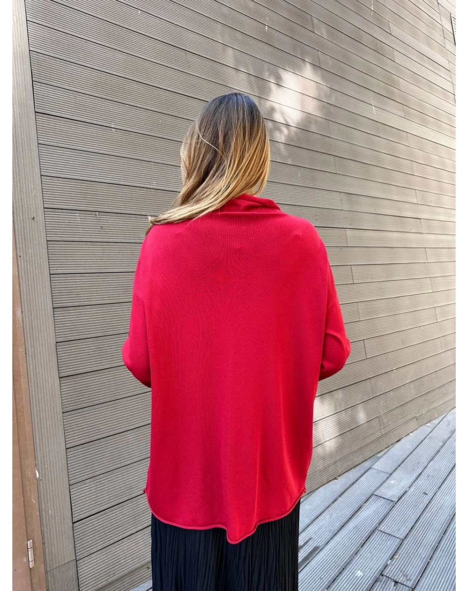 Misswhence 38001 Kırmızı Triko Patchwork Tunik