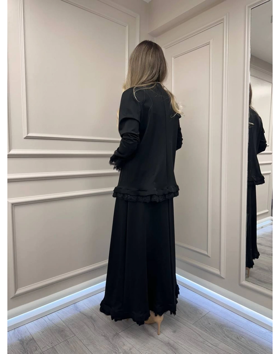 Misswhence 38004 Siyah Güpür Detaylı Etekli Takım