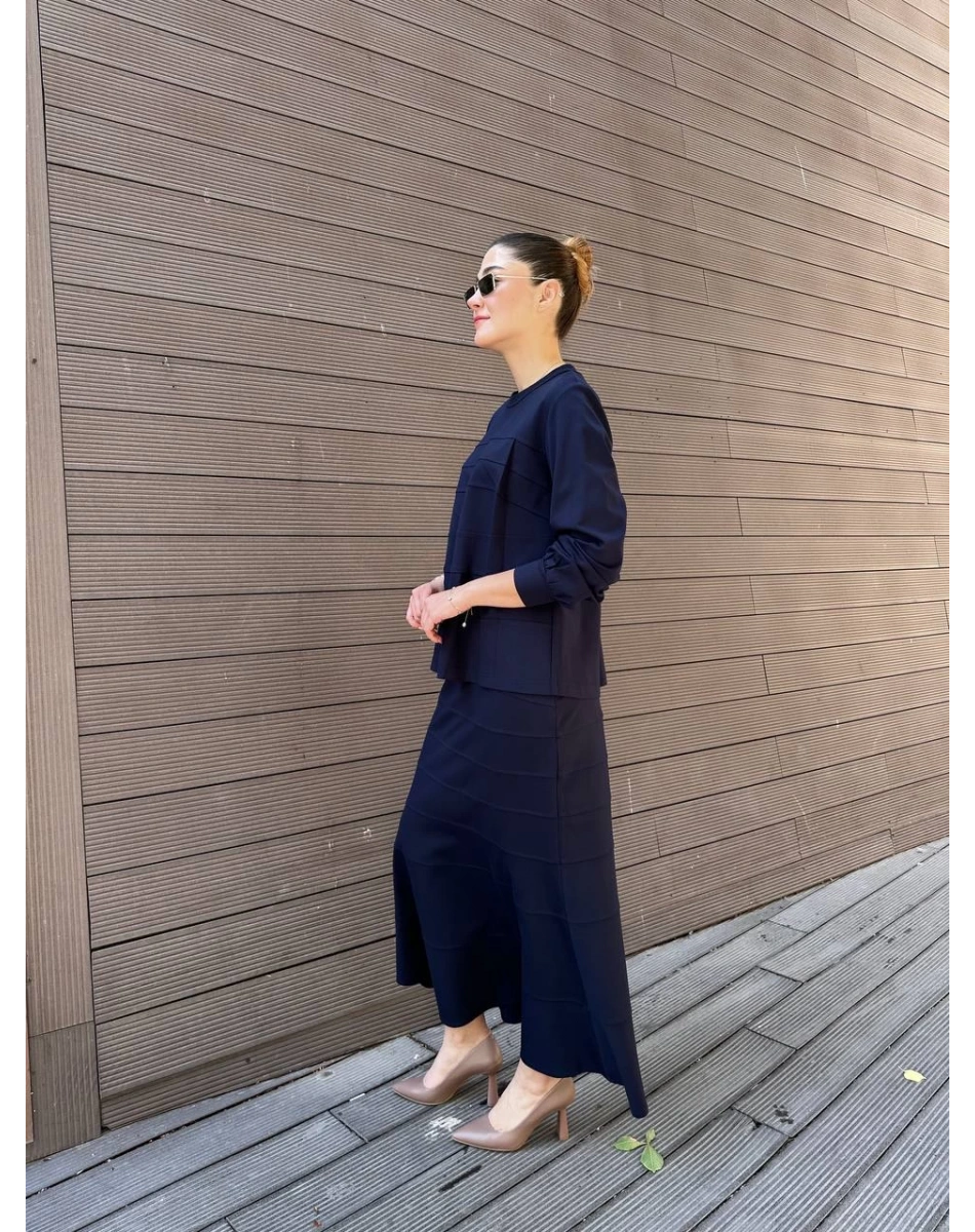 Misswhence 38006 Lacivert Fermuar Detaylı Takım