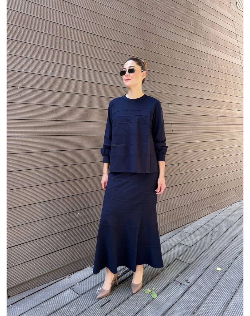 Misswhence 38006 Lacivert Fermuar Detaylı Takım