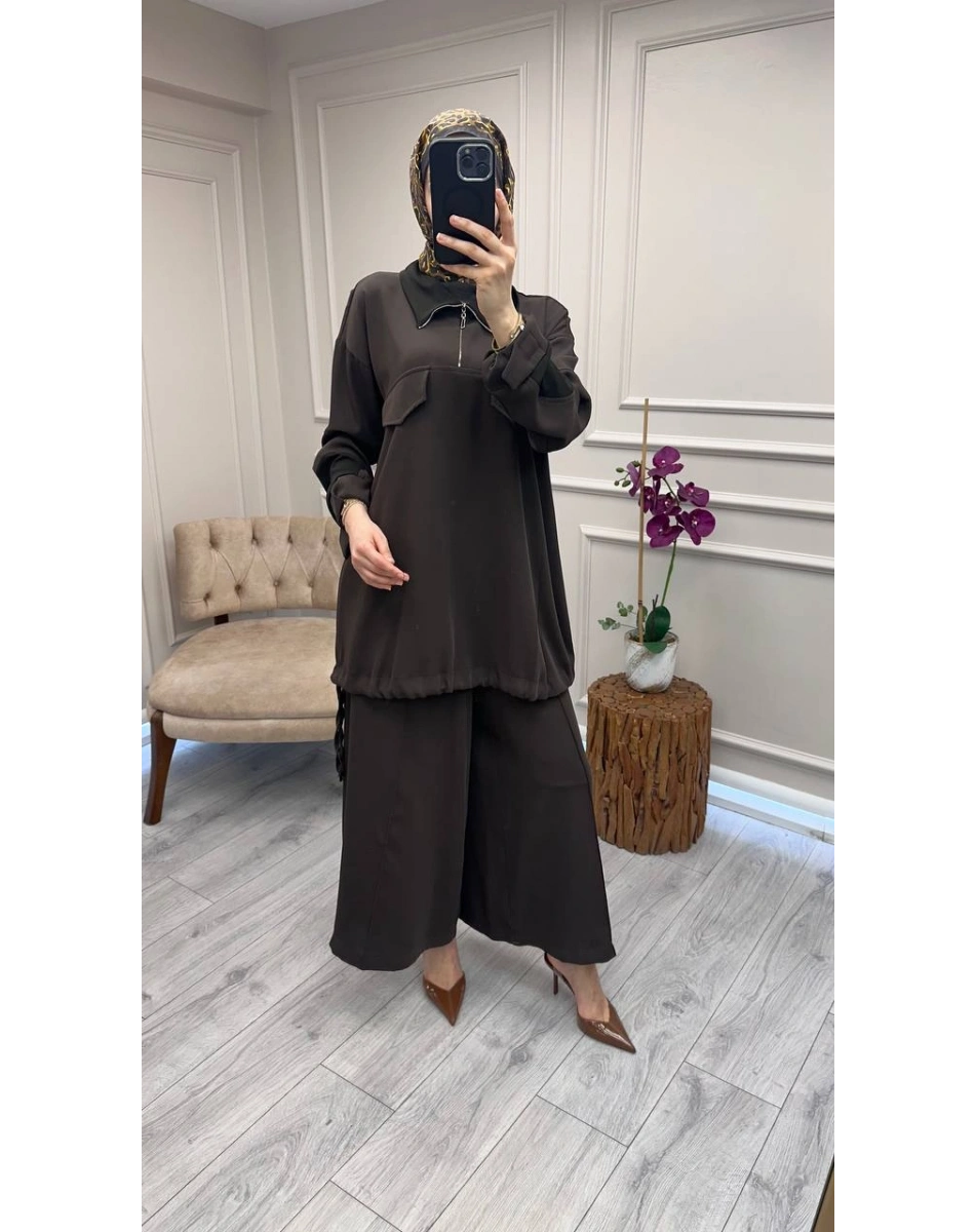 Misswhence 38008 Kahverengi Pantolonlu Takım