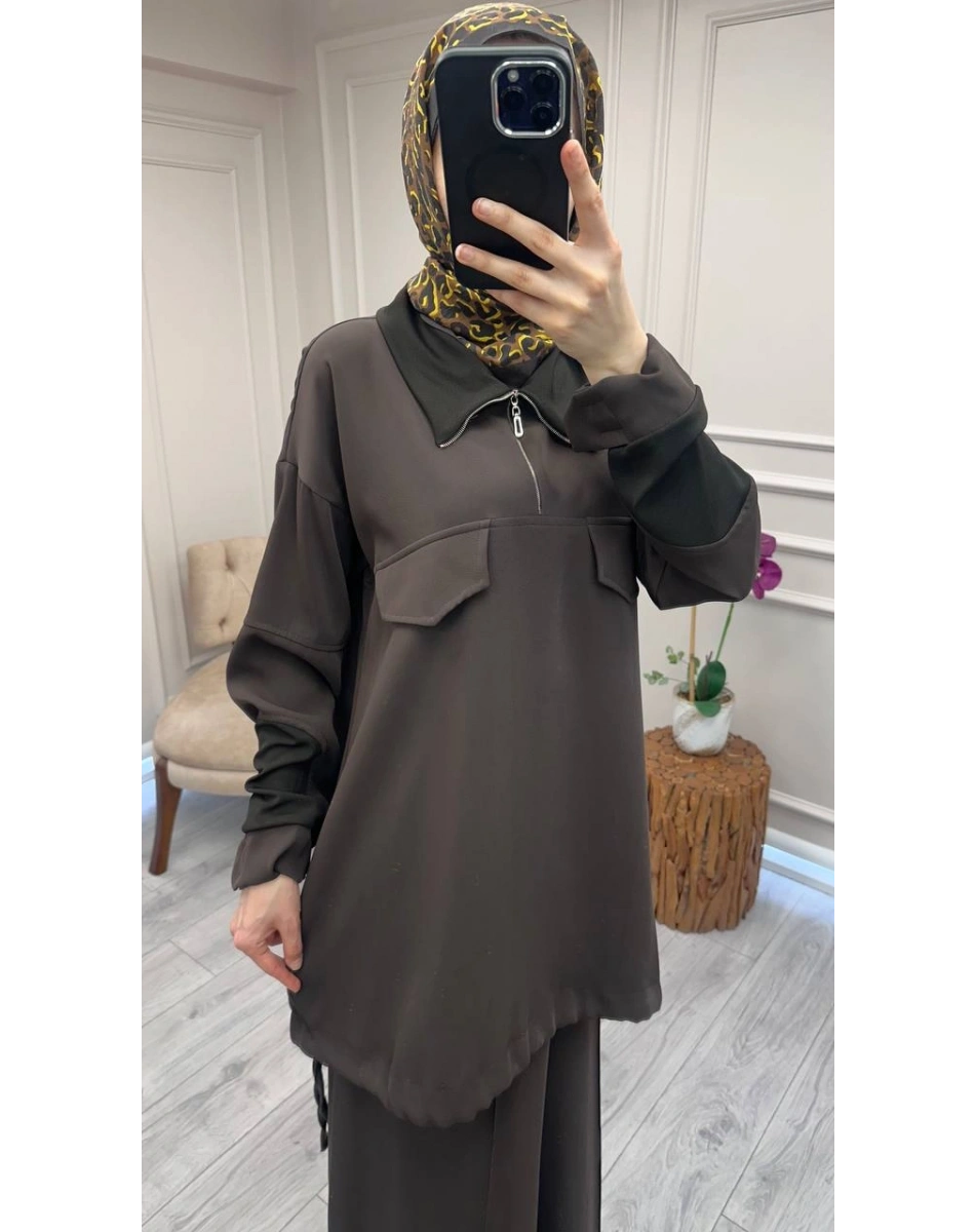 Misswhence 38008 Kahverengi Pantolonlu Takım