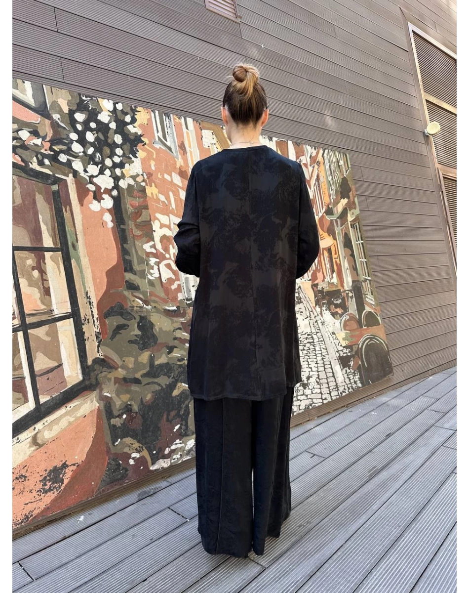 Misswhence 38010 Siyah Cupro Jakar Tunik Takım