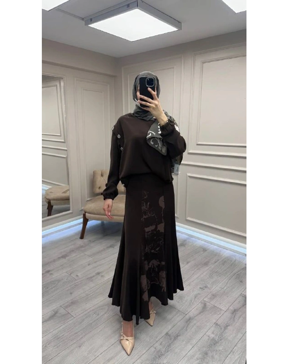 Misswhence 38032 Kahve Etekli Takım