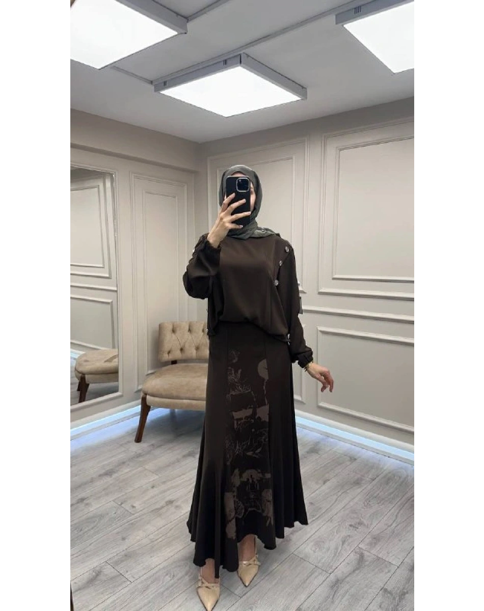 Misswhence 38032 Kahve Etekli Takım